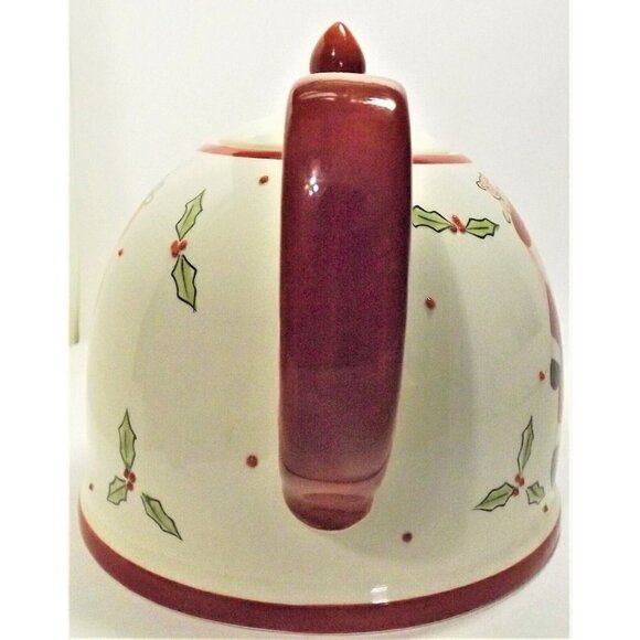 Le Gourmet Chef Santa Large Dome Tea Pot 2003 Red & White Hand Painted - Picture 4 of 10